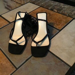 Black lace up sandals never worn. Original box